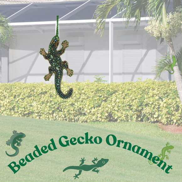 Cody Foster Gecko Ornament Beaded Jeweled Southern Southwest Lizard Home Decor - Picture 1 of 8
